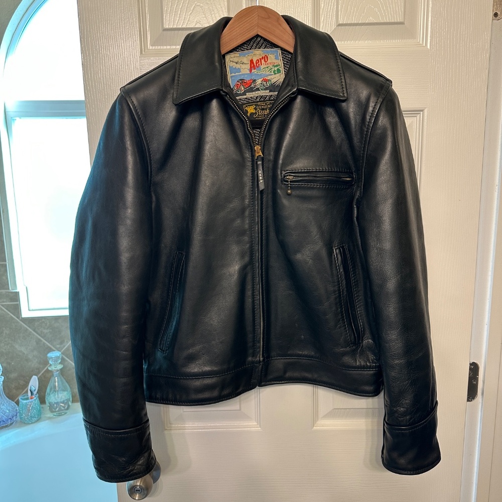 Aero Leather Clothing Highwayman leather jacket 38 black steer hide